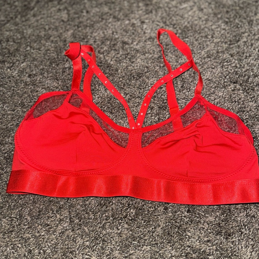 SHEIN Vibrant Red Mesh Bralette